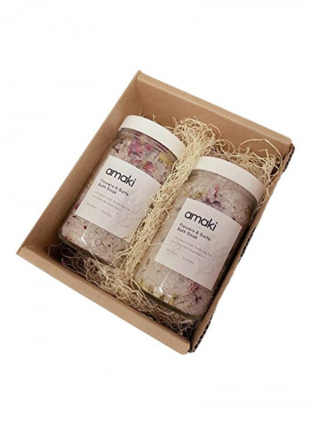 2-Piece Herbal Bath Soak And Dead Sea Salt Set Red 2.8ounce