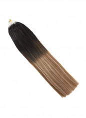 Straight Micro Loop Hair Extension Off Black #1B Ombre Brown #4 and Caramel Blonde 18inch