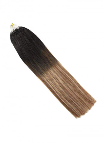 Straight Micro Loop Hair Extension Off Black #1B Ombre Brown #4 and Caramel Blonde 18inch
