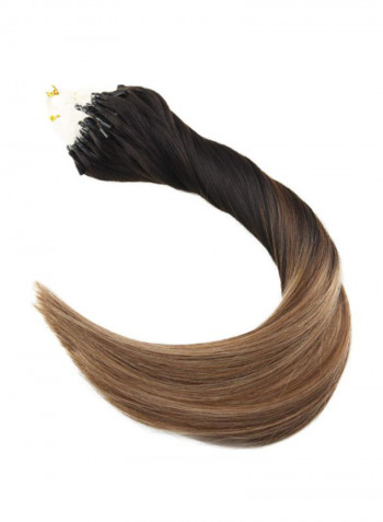 Straight Micro Loop Hair Extension Off Black #1B Ombre Brown #4 and Caramel Blonde 18inch