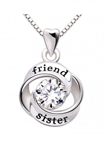 Friend And Sister Love Heart Cubic Zirconia Pendant Necklace