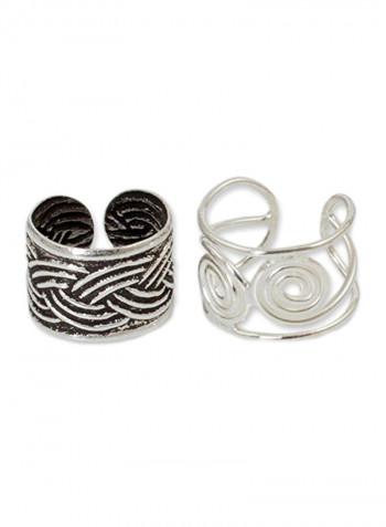 Set Of 2 925 Sterling Silver Cuffs Earrings