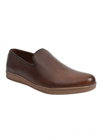 Milled Leather Loafer Shoes Brown