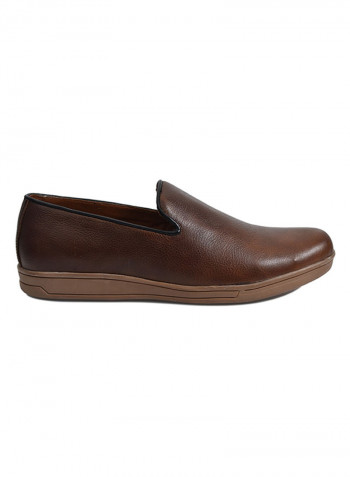 Milled Leather Loafer Shoes Brown
