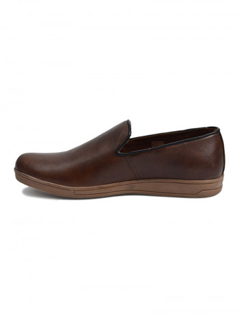 Milled Leather Loafer Shoes Brown
