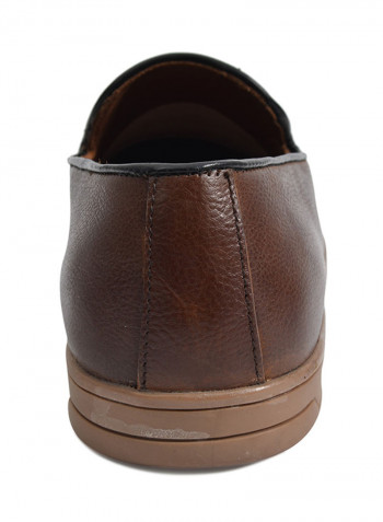 Milled Leather Loafer Shoes Brown