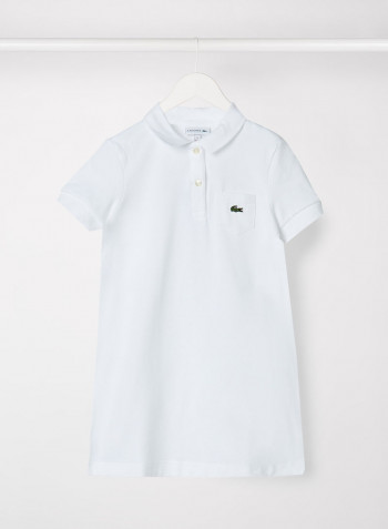 Kids Single Pocket Polo Dress White