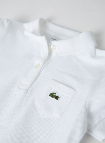 Kids Single Pocket Polo Dress White