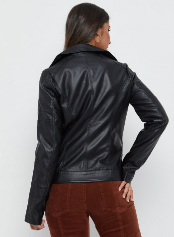 Solid Design Long Sleeves Jacket Black
