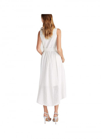 Embroidered Midi Dress White