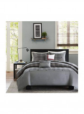 4-Piece Printed Duvet Covet Set Grey/Black/White