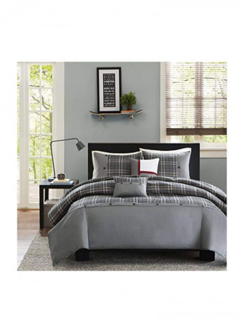 4-Piece Printed Duvet Covet Set Grey/Black/White