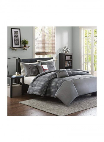 4-Piece Printed Duvet Covet Set Grey/Black/White