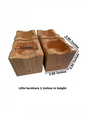 4-Piece Solid Wood Furniture Riser Wood Brown 3.85x3.85x3.85inch