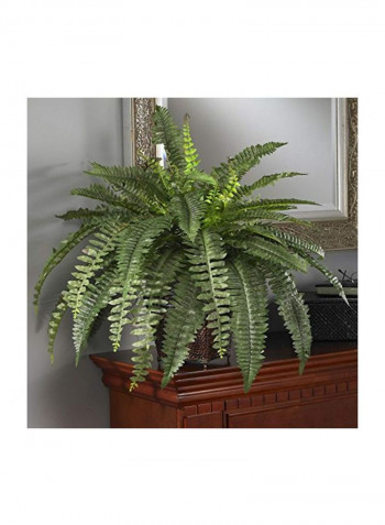 Artificial Boston Silk Fern With Wicker Basket Green/Beige