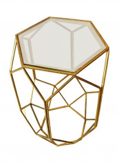 Plutonic Glass Top Accent Table Gold/Clear 37x37x60cm