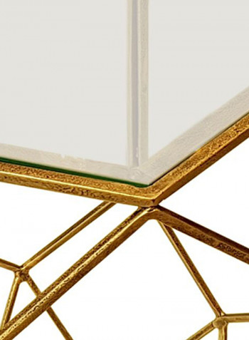 Plutonic Glass Top Accent Table Gold/Clear 37x37x60cm