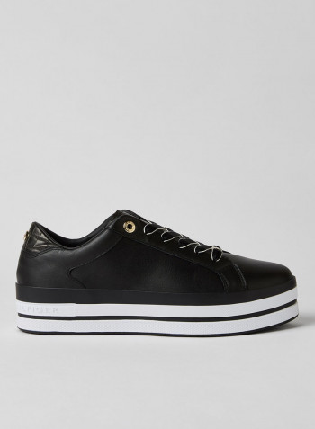 Croc Detail Flatform Sneakers Black