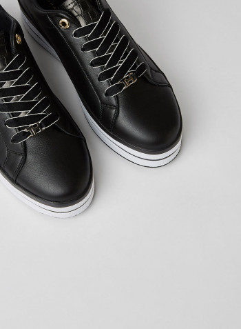 Croc Detail Flatform Sneakers Black