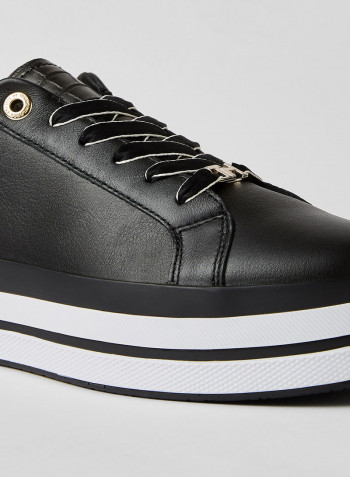 Croc Detail Flatform Sneakers Black