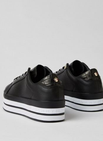 Croc Detail Flatform Sneakers Black
