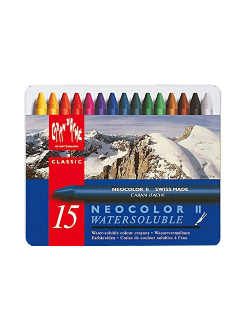 Pack Of 15 Classic Neocolor II Water Soluble Pastel Set Red/Yellow/Green