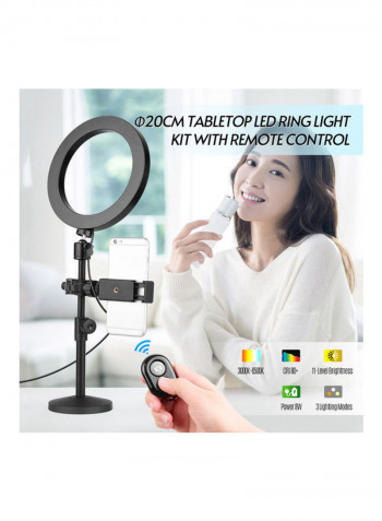 Bi-Colour Dimmable Tabletop LED Ring Light Kit White