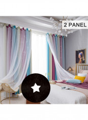 2-Piece Stars Blackout Curtains- 53 x 85 Inch Multicolour