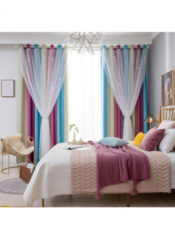 2-Piece Stars Blackout Curtains- 53 x 85 Inch Multicolour