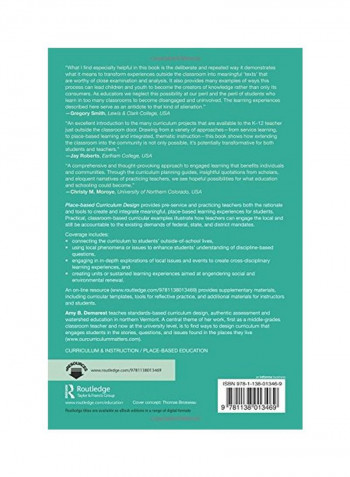Place-Based Curriculum Design Paperback English by Amy B. Demarest - 28-Nov-14