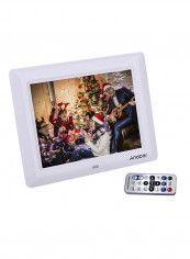 LCD Digital Photo Frame With Slideshow Clock 20.5x14x2cm White