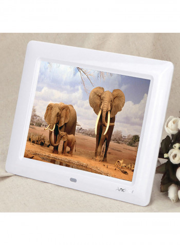 LCD Digital Photo Frame With Slideshow Clock 20.5x14x2cm White