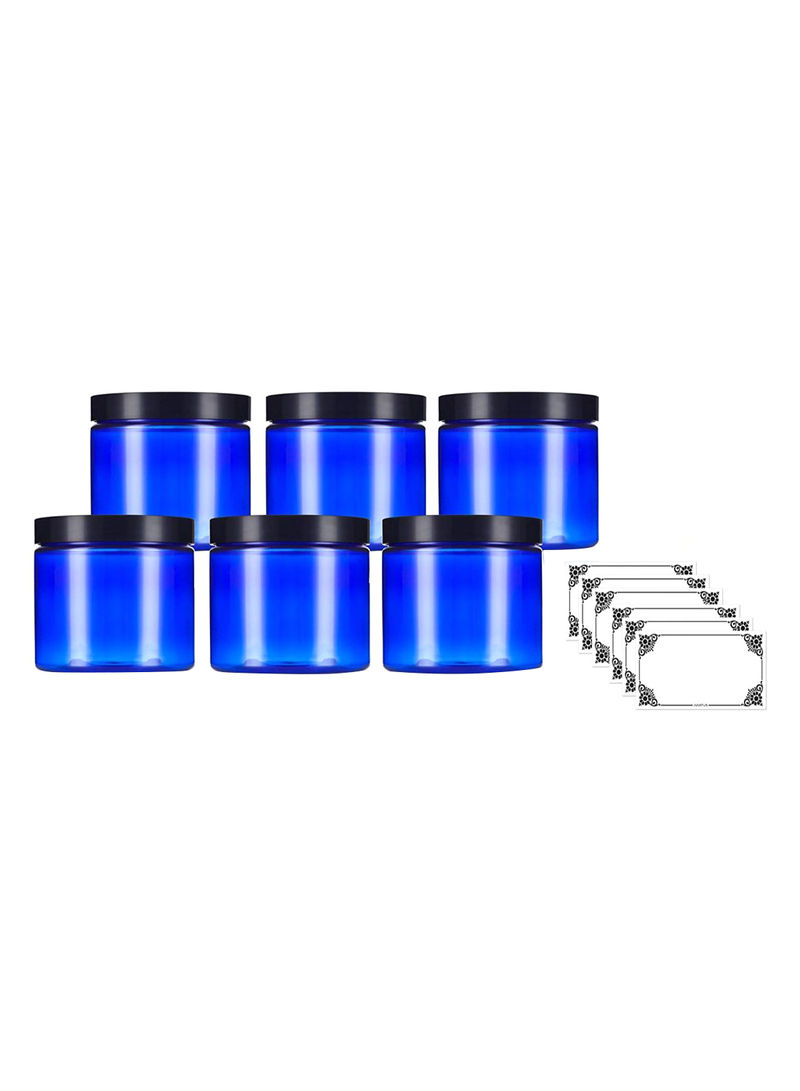 6-Piece Refillable Jar Set With Label Blue/Black