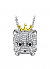Sterling Silver Animal Design Stone Studded Pendant Necklace