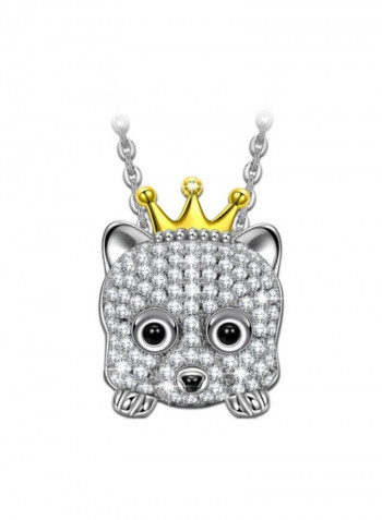 Sterling Silver Animal Design Stone Studded Pendant Necklace
