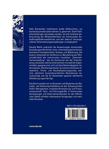 Bewertung Von Unternehmensansiedlungen Aus Kommunaler Sicht Paperback