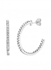 Rhodium Plated 925 Sterling Silver Swarovski Studded Hoop Earrings reviews Rhodium Plated 925 Sterling Silver Swarovski Studded Hoop Earrings