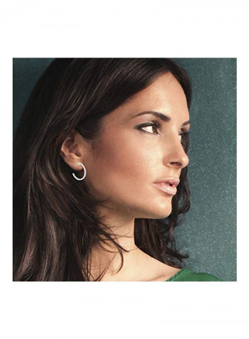 Rhodium Plated 925 Sterling Silver Swarovski Studded Hoop Earrings