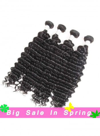 4-Piece Curly Unprocessed Human Hair Extension Natural Black 2X1.02X0.98inch