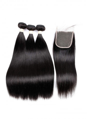 3-Piece Brazilian Virgin Straight Human Hair Extension Black