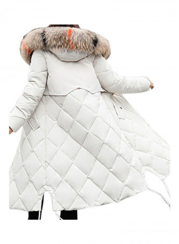 Cotton Long Furry Collar Overcoat red