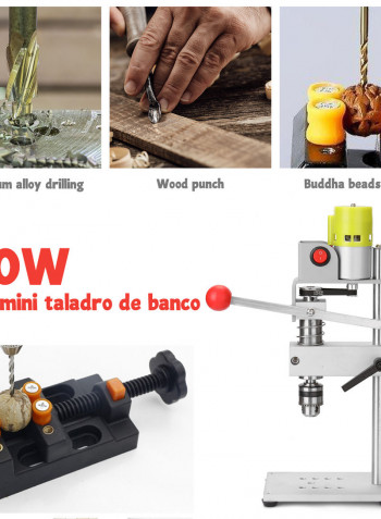 100W Micro Mini Bench Drilling Machine Silver 28.00x17.00x18.00cm