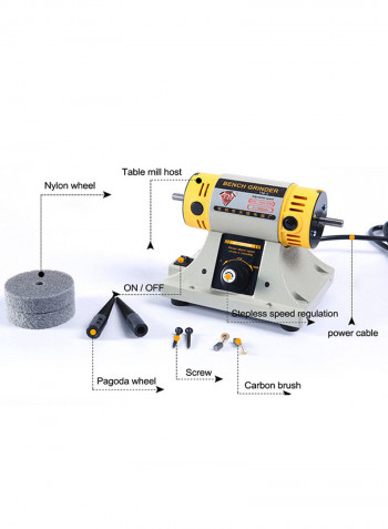 Multifunctional Mini Desktop Polisher Stepless Speed Adjustable Polishing Machine Practical Grinding Tool Multicolour 27.0x15.8x14.5cm
