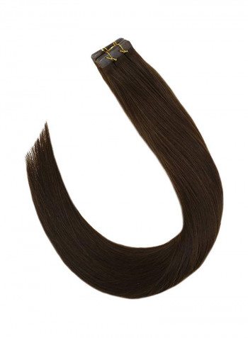 10-Piece Medium Straight Human Hair Extension Brown 22inch