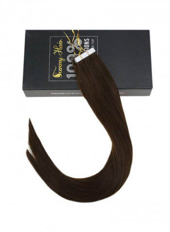 10-Piece Medium Straight Human Hair Extension Brown 22inch