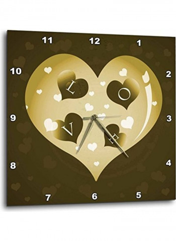 DPP 101207 3 Large Tan Heart That Spell Love Wall Clock Multicolour 15x15inch