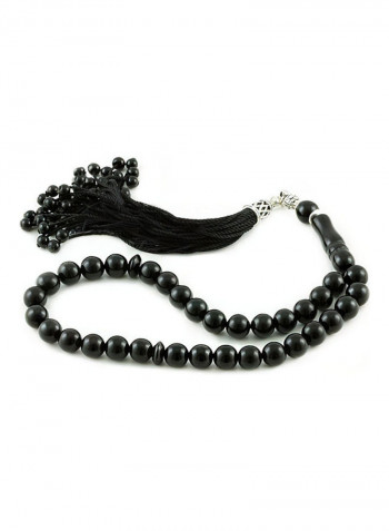 Onyx Prayer Beads With Sterling Silver Components