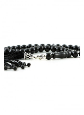 Onyx Prayer Beads With Sterling Silver Components