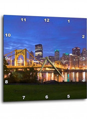 Pennsylvania Pittsburgh City Skyline Wall Clock Multicolour 15x15inch