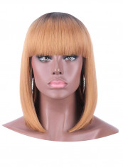 2-Tone Bob Short Wigs With Hair Bangs Brown reviews 2-Tone Bob Short Wigs With Hair Bangs Brown